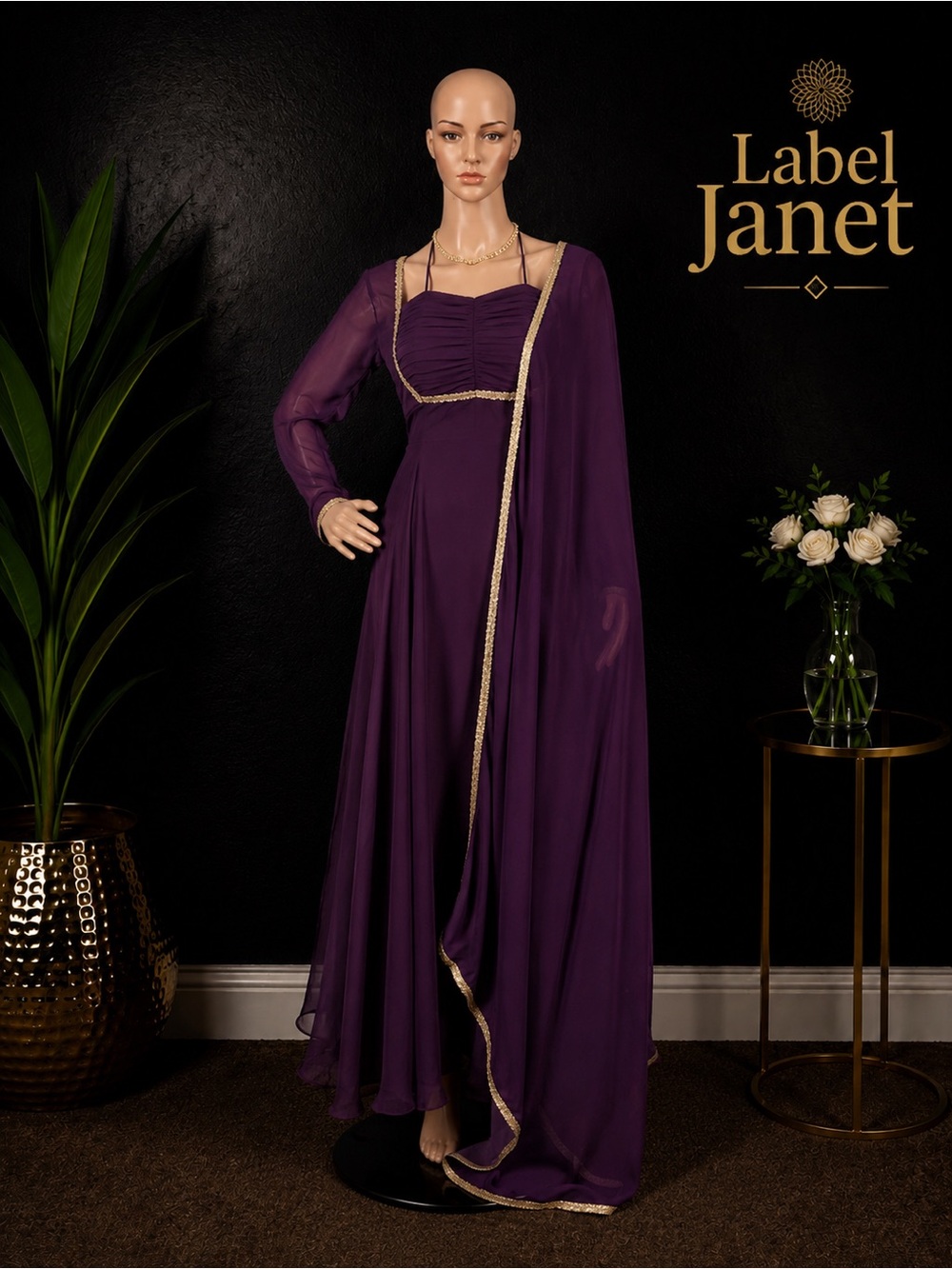 Brand new PURPLE ANARKALI Salwar kameez for women,Size - L(40”)